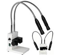LED Microscope Illuminator, 20W Dual Gooseneck Light Source, Adjustable Brightness and Aperture, 6000K Color Temperature, Adjustable Illumination Angle