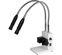 LED Microscope Illuminator, 20W Dual Gooseneck Light Source, Adjustable Brightness/Aperture, 6000K Colour Temperature, for Stereo Zoom Microscopy