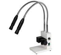 LED Microscope Illuminator with Dual Flexible Gooseneck Lights, Stepless Brightness & Adjustable Aperture for Stereo Zoom Microscopes