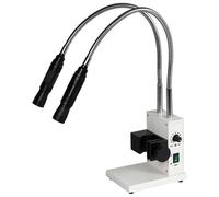 LED Microscope Illuminator with Dual Gooseneck Lights, 6000K Daylight Illumination, Stepless Brightness, Adjustable Aperture for Stereo Zoom Microscopes