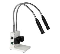 LED Microscope Light 20W Double Gooseneck Illumination, Adjustable Brightness & Aperture, 6000K Light Source for PCB Repair and Soldering