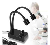 LED Microscope Light Source, Dual Gooseneck Lab Illuminator Lamp, Brightness Adjustable, for Microscope PCB Repair Lab Testing