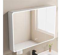 LED Mirror Bathroom Cabinet Smart Touch Control Rectangular Design Removable Hinge Illuminated Storage Solution Modern and Functional for Your Bathroom.