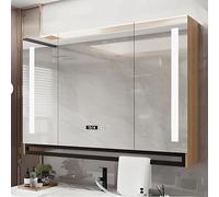 LED Mirror Bathroom Cabinet Wall-Mounted Medicine Cabinet with Adjustable Brightness Time & Temperature Display Stylish Black Design Perfect for Makeup and Storage