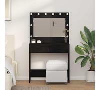 LED Mirror Dressing Table Vanity Set with Drawers Storage MakeUp Cabinet Shelf