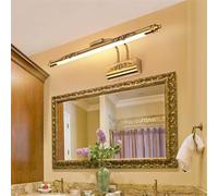 LED Mirror Front Wall Lamp Retro Brass Bathroom Wall Sconces 180° Adjustable Modern Vanity Wall Lights 3000K/6000K Acrylic Simple Creatively Decorative Wall Lighting for Bedside (Warm Light,50cm)