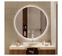LED Mirror with Lights for Bathroom, Lighted Wall Mounted, Time Temperature Display, Anti-Fog, Shatter-Proof, 3 Colors, Dimmable, A - Backlit/B - Front Lit Two Styles(A-Demisting,70cm/27.6in)