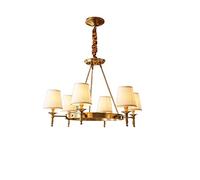 Led Modern 5 Lights Brass Lamp Chaner Cloth Lampshade Ceiling Light Fixture Compatible with Study Room/Office, Dining Room, Living Room Decoration E14 Edison Lighting Flush Mount Light