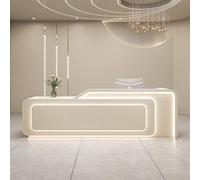 LED Modern Commercial Reception Desk Retail Counter, Hidden Light Lockable Drawers for Office Salon Dental Clinics Bar Fitness Customizable Logo