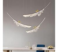 LED Modern Living Room Feather Pendant Light丨Copper Chaner Table Coffee Shop Kitchen Island丨Hanging Light d Dining Room Fixture 3000k,Chaner (One Color 3lights)