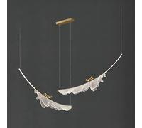 LED Modern Living Room Feather Pendant Light丨Copper Chaner Table Coffee Shop Kitchen Island丨Hanging Light d Dining Room Fixture 3000k,Chaner (One Color 2lights)