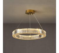 Led Modern Luxury K9 Crystal Chandelier Ring, Simple Hanging 60cm Round Chandelier With Inbuilt 30w Bulbs For Living Room Bedroom Indoor Home Deco