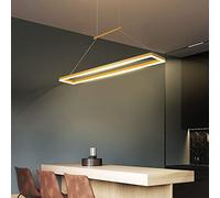 LED Modern Pendant Light Office Hanging lamp dimmable Dining Table Ceiling Light Height Adjustable with Remote Control Chandelier for Living Room, Office, Restaurant (Gold, L120cm) Made in China