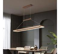 LED Modern Pendant Light Office Hanging lamp dimmable Dining Table Ceiling Light Height Adjustable with Remote Control Chandelier for Living Room, Office, Restaurant (Brown, L90cm) Made in China
