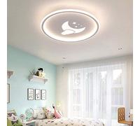 LED Modern Simplicity ren's Ceiling Lamp Round Very Thin Ceiling Light Moon Star Design Wall Lamp with Remote Control Dimmable(Color:White;Size:40cm) Interesting