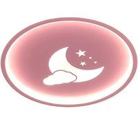 LED Modern Simplicity ren's Ceiling Lamp Round Very Thin Ceiling Light Moon Star Design Wall Lamp with Remote Control Dimmable(Color:Pink;Size:40cm) Interesting