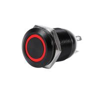 LED Momentary Latching Swwitch, 2a 3VDC 12mm LED Light Momentary Push Button Switch, Anti Dust and Water Proof, Toggle Black Case (red)