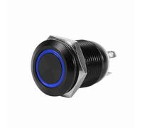 LED Momentary Latching Swwitch, 2a 3VDC 12mm LED Light Momentary Push Button Switch, Anti Dust and Water Proof, Toggle Black Case (blue)