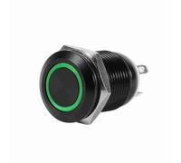 LED Momentary Latching Swwitch, 2a 3VDC 12mm LED Light Momentary Push Button Switch, Anti Dust and Water Proof, Toggle Black Case (green)