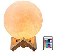 LED Moon Light with Remote Control,Rechargeable Dimmable 15cm 3D Print Moon Lamp LED 16 Colors Portable Night with Touch Control