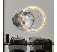 LED Moon Wall Clock - Large Decorative Wall Art with Backlight for Bedroom, Living Room - Unique Night Light Home Decor