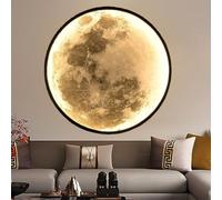 LED Moon Wall Light - Dimmable 3D Moon Lamp with Plug and Cable, Remote Control for Indoor Children's Room Lighting