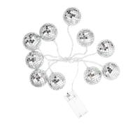 LED Mosaic Lights Glass Disco Ball String for Christmas Season Parties | Silver Mirror Ball Design, Flexible Installation, Space-saving Atmospheric Illumination for Weddings, Birthdays and Festive