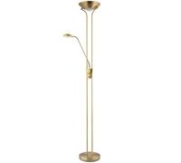 LED Mother and Child Floor Lamp in Antique Brass with Rotary Dimmer Switches | 20w and 4w | 3000k Warm White | Adjustable Reading Light | 180cm x 25cm by Happy Homewares