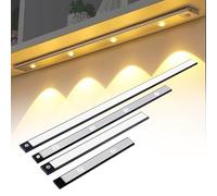 LED Motion Sensor Cabinet Light, Rechargeable Sensor Lights Indoors, Under Cabinet Kitchen Lights, Cupboard Light Indoor Magnetic Wireless USB 3 Color Temperature Stepless Dimming(Black,40cm/15.7in)