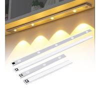 LED Motion Sensor Cabinet Light, Rechargeable Sensor Lights Indoors, Under Cabinet Kitchen Lights, Cupboard Light Indoor Magnetic Wireless USB 3 Color Temperature Stepless Dimming(Silver,50cm/19.6in)