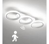 LED Motion Sensor Hallway Ceiling Light 30W Indoor Modern Ring Ceiling Lamp with Daylight Sensor Ceiling Lighting for Hallway Porch Stairway Living Room Garage Bedroom Kitchen Balcony, White (6000K)