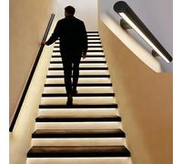 LED Motion Sensor il for Indoor Stairs Adjustable 91-610 cm Round Stair Railing Safety il with Light Left Side Installation 9ft/274cm