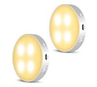 LED Motion Sensor light [2 Pack] Kitchen Cupboard Rechargeable Warm White Silver