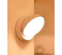 LED Motion Sensor Night Light, 360 Degree Rotating Rechargeable Motion Activated Night Light, Induction LED Lamp for Hallway Bathroom Bedroom Stairway (Warm Light)