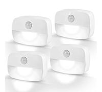 LED Motion Sensor Night Light, [4 Pack] Stick-On Night Light by Battery Powered, Stair Lights Motion Sensor, Auto/ON/Off Sensor Lights Indoors for Toilet, Hallway, Closet, Kitchen, Children's Room