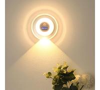 LED Motion Sensor Night Light with Clock Display, Dimmable Tri-Color Stick on Wall Lights Wireless Rechargeable Wall Lights Night Light Movement Sensor Light Indoor for Bathroom Stairway (1PCS) (A)