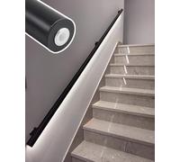 LED Motion Sensor Stair Handrail, Matte Black Wall Mount Rail with Light for Indoor Stairs, Aisle, 8.5ft Right