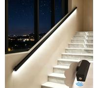 LED Motion Sensor Wall-Mount Light for Stair Railing Auto On/Off Square il Light Black Metal 250cm (98.4in) Luminous Night Safety Lighting