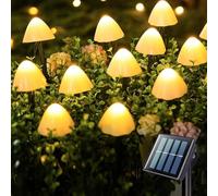 LED Mushroom Solar Lights - 5M 20 Led Mini Mushroom Stake Lights, Outdoor Waterproof Ornaments Light String for Pathway Fence Lawn Backyard Garden Decorations (Warm White) [Energy Class A+++]