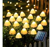 LED Mushroom Solar Lights - 5M 20 Led Solar Mushroom Garden Lights, Outdoor Waterproof Ornaments Light String for Pathway Fence Lawn Backyard Garden Decorations (Warm White) [Energy Class A+++]