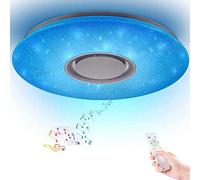 LED Music Ceiling Light with Bluetooth Speaker 36W, High Sound Quality Speaker, Upgraded Modern Light Fixtures with RGB Color Changing, Family Party Star Lights Kids(Remote Includes)