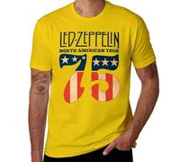 Led Music Zeppelin 1975 North American Tour T-Shirt, Vintage Concert Tee, Unisex Band Graphic Shirt, Retro Rock Merch Yellow-Style 5XL