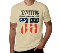 Led Music Zeppelin 1975 North American Tour T-Shirt, Vintage Concert Tee, Unisex Band Graphic Shirt, Retro Rock Merch Sand Colour-Style M