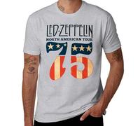 Led Music Zeppelin 1975 North American Tour T-Shirt, Vintage Concert Tee, Unisex Band Graphic Shirt, Retro Rock Merch Gray-Style 5XL