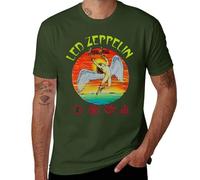 Led Music Zeppelin 1975 US Tour Unisex T-Shirt, Vintage Band Concert Tee, Classic Rock Merch, Cotton Retro Music Apparel Army Green-Style XL