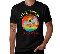Led Music Zeppelin 1975 US Tour Unisex T-Shirt, Vintage Band Concert Tee, Classic Rock Merch, Cotton Retro Music Apparel Black-Style 6XL