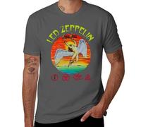 Led Music Zeppelin 1975 US Tour Unisex T-Shirt, Vintage Band Concert Tee, Classic Rock Merch, Cotton Retro Music Apparel Dark Gray-Style M