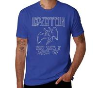 Led Music Zeppelin - 1977 US Tour T-Shirt - Vintage Rock Band Graphic Tee Retro Concert Style Unisex Blue-Style 3XL