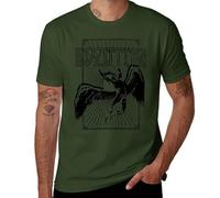 Led Music Zeppelin Icarus|Burst Logo T-Shirt for Men, Vintage Band Graphic Tee, White Cotton Rock Shirt, Classic 70s Music Merch Army Green-Style 3XL
