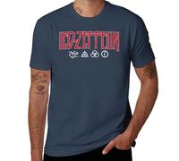 Led Music Zeppelin Logo and Symbols Retro T-Shirt - Vintage Jimmy Rock Page Band Graphic Tee for Men and Women Navy-Style 3XL